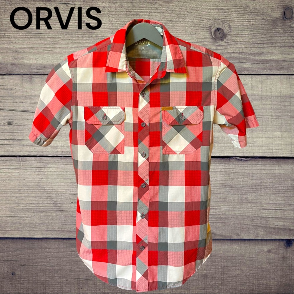 ORVIS - Men’s short sleeve button down - 2 front pockets - Like New, Gre…